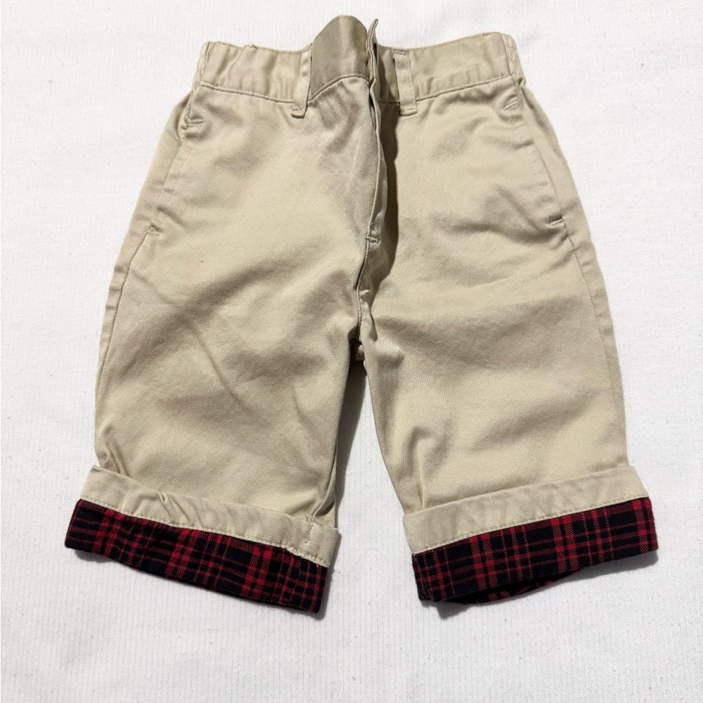 Infant Ralph Lauren Tan Khaki Shorts with Plaid Cuffs Size 3M